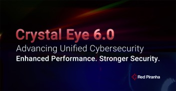 Graphic with text Crystal Eye 6.0, advancing unified cybersecurity