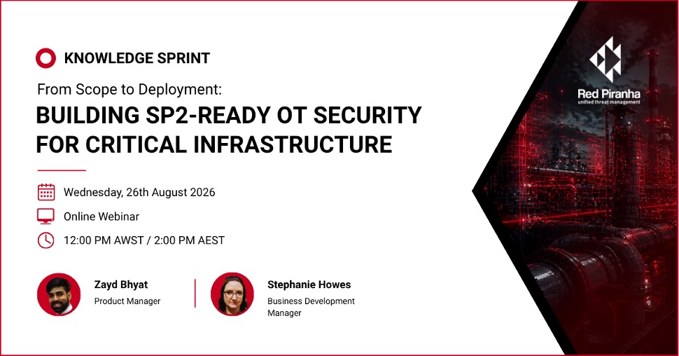 Graphic with text Knowledge Sprint: From Scope to Deployment: Building SP2-Ready OT Security for Critical Infrastructure, speakers and event details