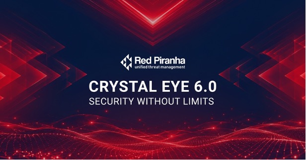Graphic with text Crystal Eye 6.0 security without limits
